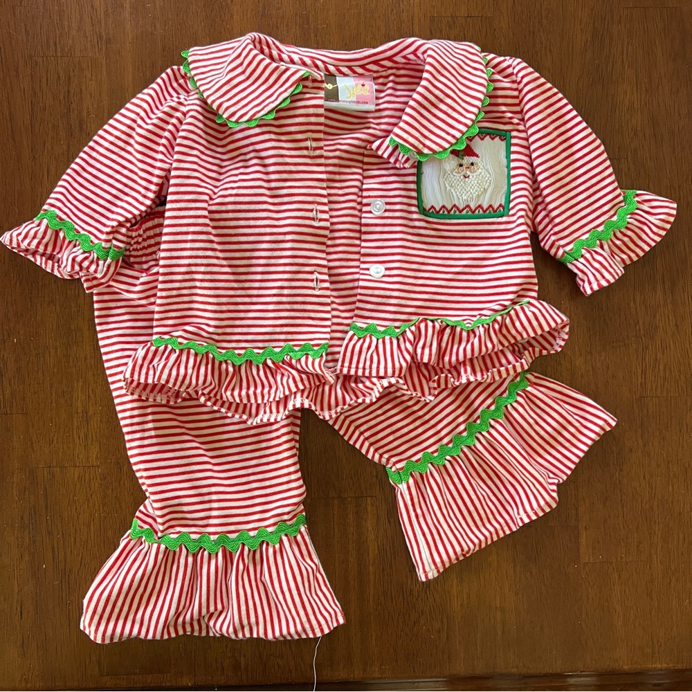Santa Smocked Striped Pajama Set